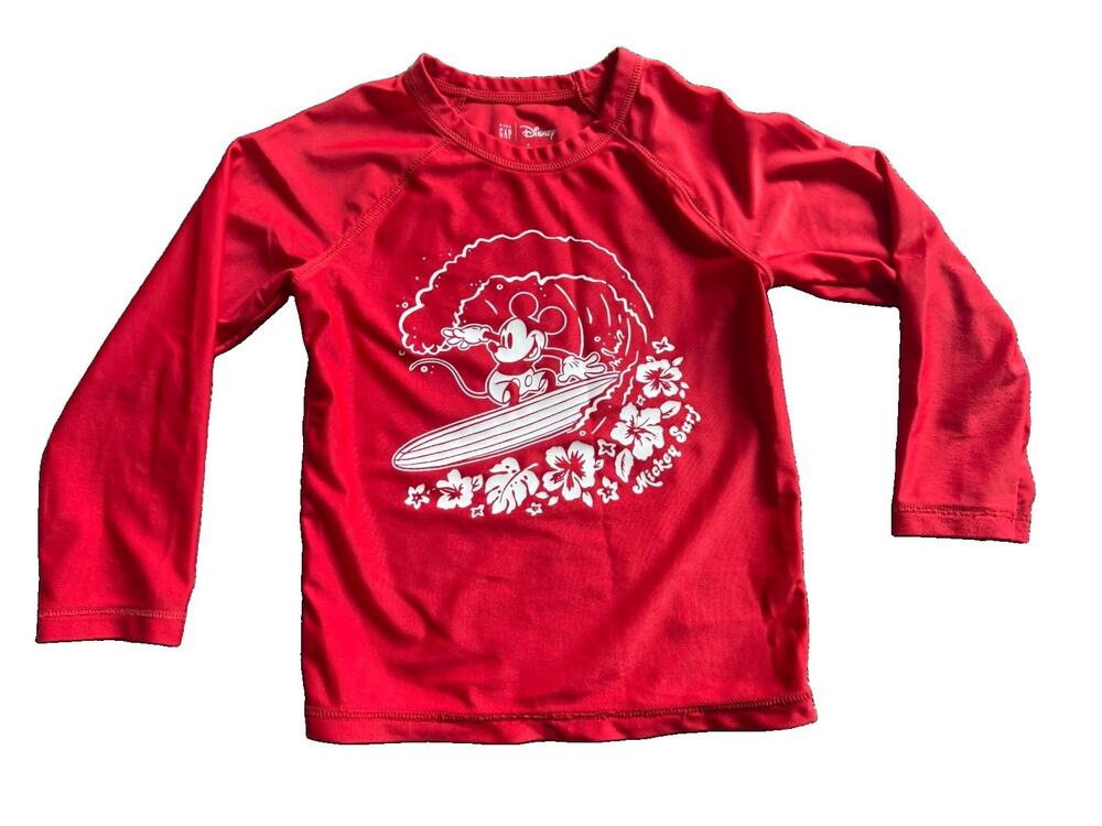 4 Years Red Disney GAP Mickey Mouse Swim Long Sleeve Rash Guard